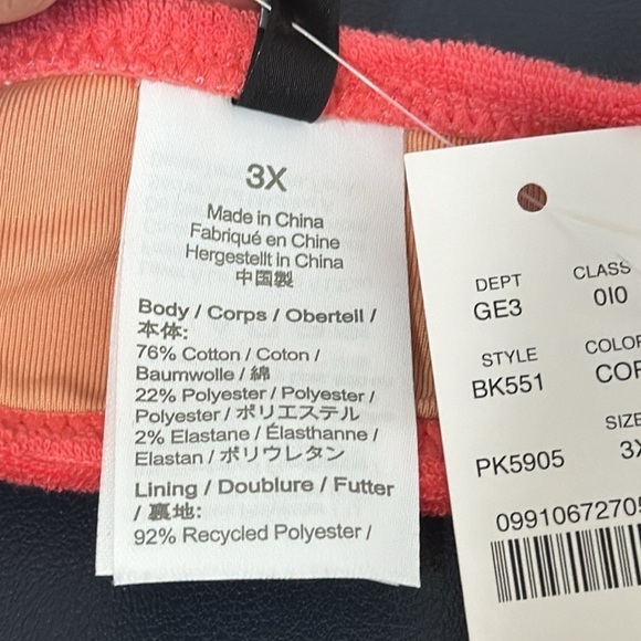 J. Crew Double String Triangle Bikini Top Women's 3X Pink Coral New BK551 Terry - Picture 7 of 11